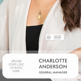 従業員モダンカスタムロゴ白ダークグレー 名札