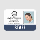 従業員モダンビジネススタッフIDフォトロゴNavy 名札 (正面)