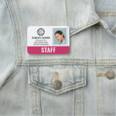 従業員モダンビジネスマンIDフォトロゴピンク 名札 (インサイチュ)