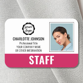 従業員モダンビジネスマンIDフォトロゴピンク 名札