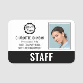 従業員モダンビジネスマンIDフォトロゴ黒 名札 (正面)