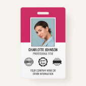 従業員モダンビジネスIDセキュリティピンク バッジ (正面)