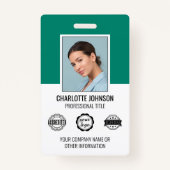 従業員モダンビジネスIDセキュリティ緑 バッジ (正面)