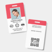 従業員モダンビジネスIDセキュリティ赤 バッジ (正面&裏面)