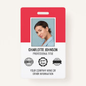 従業員モダンビジネスIDセキュリティ赤 バッジ (正面)