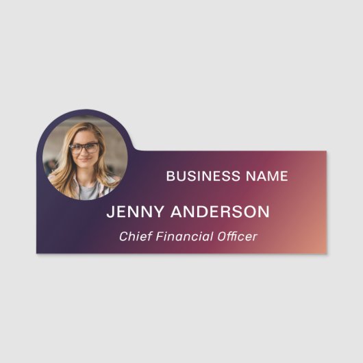 従業員モダンフォトビジネスクラシック名タグ 名札 (正面)