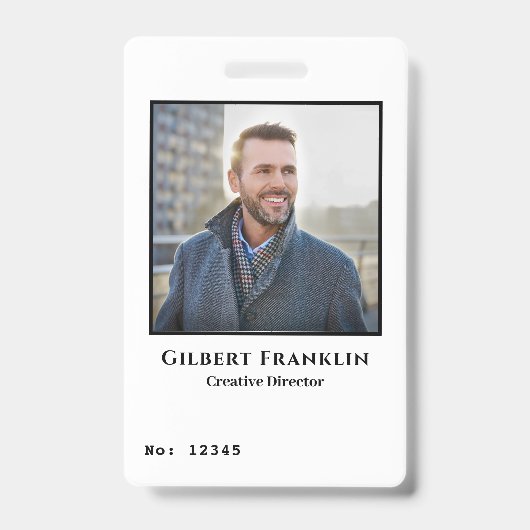 従業員モダンフォトIDカードカスタムバッジ バッジ (正面)