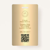従業員モダンプロフェッショナルID写真金ゴールドQR バッジ (裏面)