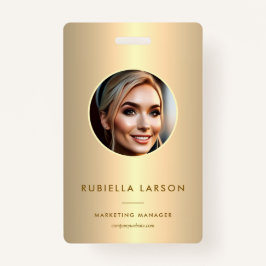 従業員モダンプロフェッショナルID写真金ゴールドQR バッジ