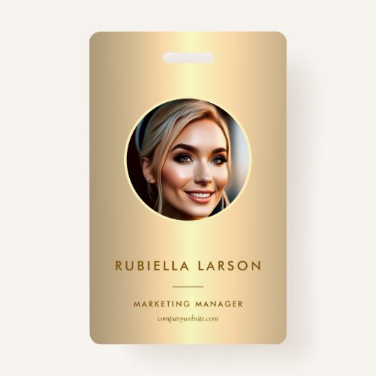 従業員モダンプロフェッショナルID写真金ゴールドQR バッジ (正面)