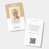 従業員モダンID名会社ロゴ金ゴールド バッジ (正面＆裏面)