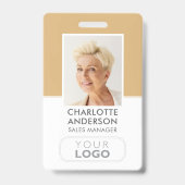 従業員モダンID名会社ロゴ金ゴールド バッジ (正面)