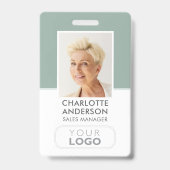 従業員モダンID名会社ロゴ（緑） バッジ (正面)