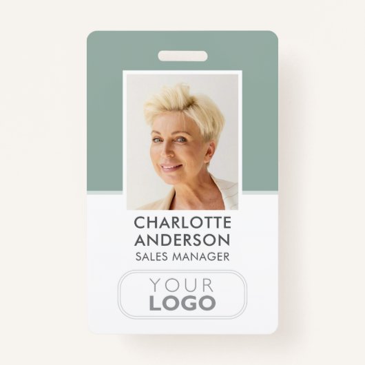 従業員モダンID名会社ロゴ(緑) バッジ (正面)