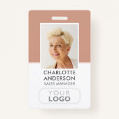 従業員モダンID名会社ロゴTerracotta バッジ (正面)