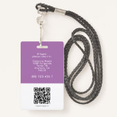 従業員モダンID名前をカスタムする写真ID紫 バッジ (裏面ランヤード)