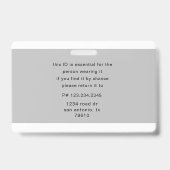 従業員ロゴおよび写真名タグ バッジ (裏面)