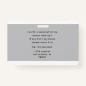 従業員ロゴおよび写真名タグ バッジ (裏面)