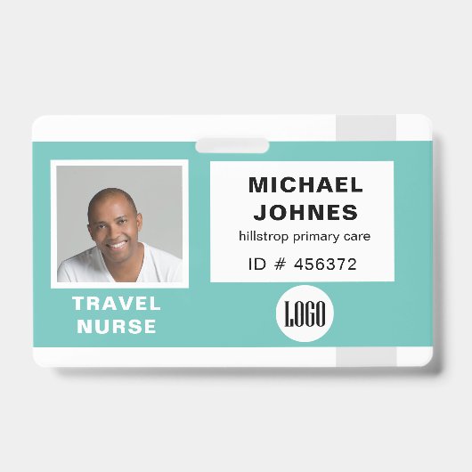 従業員ロゴおよび写真名タグ バッジ (正面)