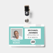 従業員ロゴおよび写真名タグ バッジ (正面 (クリップ付))