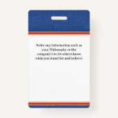 従業員ロゴの写真ID名のカスタム バッジ (裏面)