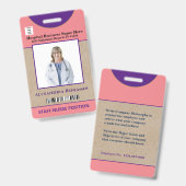 従業員ロゴバーコードロゴ写真名IDカード バッジ (正面＆裏面)