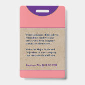 従業員ロゴバーコードロゴ写真名IDカード バッジ (裏面)