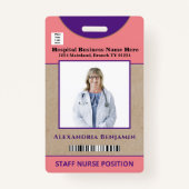 従業員ロゴバーコードロゴ写真名IDカード バッジ (正面)