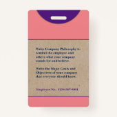 従業員ロゴバーコードロゴ写真名IDカード バッジ (裏面)