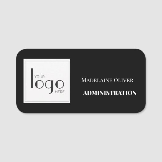 従業員ロゴ白黒シンプル 名札 (正面)