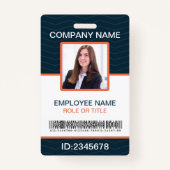 従業員企業ののバーコード青オレンジ バッジ (正面)