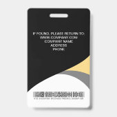 従業員企業ののバーコード黒い黄色 バッジ (裏面)