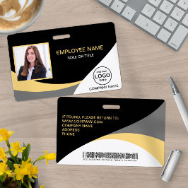 従業員企業ののバーコード黒い黄色 バッジ