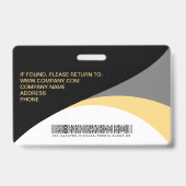 従業員企業ののバーコード黒い黄色 バッジ (裏面)