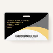 従業員企業ののバーコード黒い黄色 バッジ (裏面)