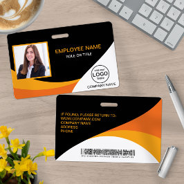 従業員企業のバーコードオレンジ色（黄） バッジ