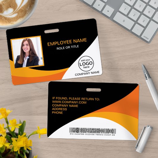 従業員企業のバーコードオレンジ色（黄） バッジ