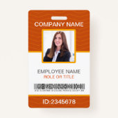 従業員企業のバーコードオレンジ色（黄） バッジ (正面)