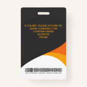 従業員企業のバーコードオレンジ色（黄） バッジ (裏面)