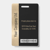 従業員企業のブラックブラッフェイクシュ金ゴールドID バッジ (Back)