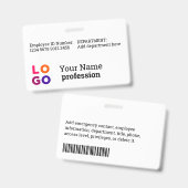 従業員企業の名、役職、バーコード、ロゴ バッジ (正面＆裏面)