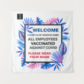 従業員全員接種済み歓迎タペストリーバックドロップ タペストリー (正面(横))
