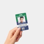 従業員写真バッジ-緑とネイビーブルー バッジ (手持ち)