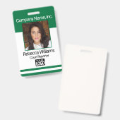 従業員写真バッジ – 緑 バッジ (表裏)