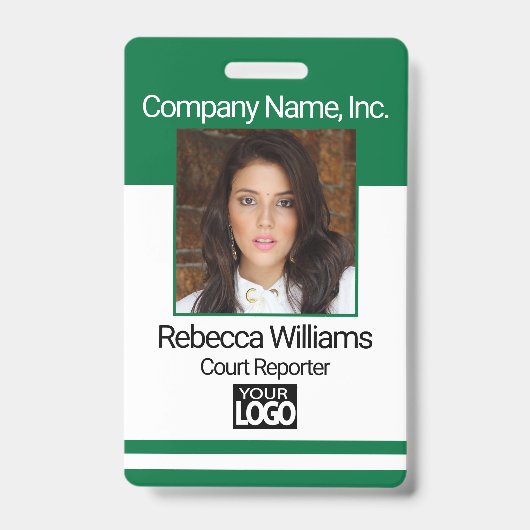 従業員写真バッジ – 緑 バッジ (表面)