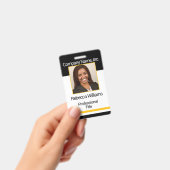 従業員写真バッジ – 黒と金ゴールド バッジ (手持ち)