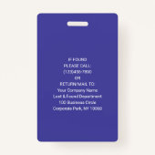 従業員写真IDバーコードロゴ紫のアクセスパス バッジ (裏面)