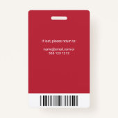 従業員写真ID赤 バッジ (裏面)