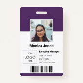 従業員写真ID QRコード紫 バッジ (正面)