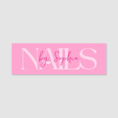 従業員別モダンピンクネイルサロン爪、 ネイル 名札 (正面)